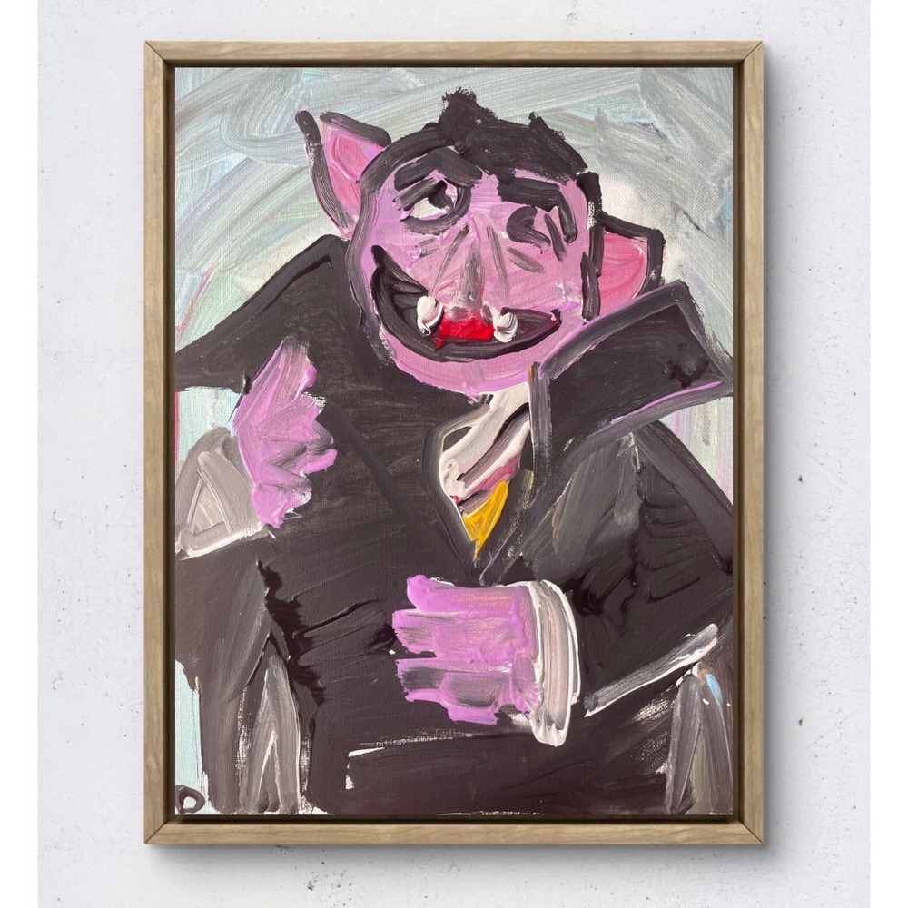 OMAN Original Count von Count Sesame Street Vampire Acrylic Painting 11x14 Art